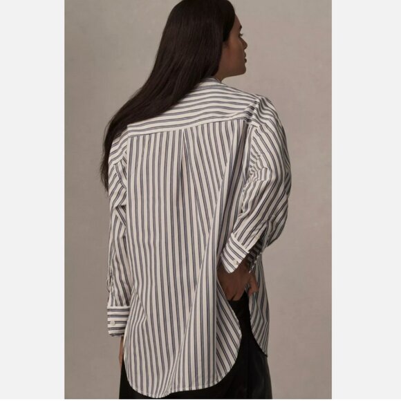 Anthropologie Maeve The Bennet Buttondown Shirt Top Indigo Stripe XS XXS NWT - Picture 4 of 8